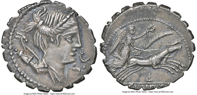 Ti. Claudius Ti.f. Ap.n. Nero (ca. 79 BC). AR denarius serratus (19mm, 4.06 gm, ...