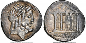M. Volteius M.f. (78/75 BC). AR denarius (18mm, 3.80 gm, 6h). NGC AU 4/5 - 3/5, light scratches. Rome. Laureate head of Jupiter right / M•VOLTEI•M•F, ...