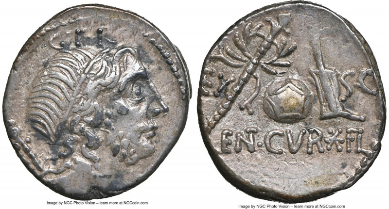 Cn. Lentulus (ca. 76-75 BC). AR denarius (18mm, 3.66 gm, 5h). NGC Choice XF 4/5 ...