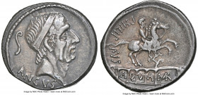 L. Marcius Philippus (57/6 BC). AR denarius (18mm, 4.02 gm, 7h). NGC XF 4/5 - 5/5. Rome. ANCVS, diademed head of King Ancus Marcius right; lituus behi...