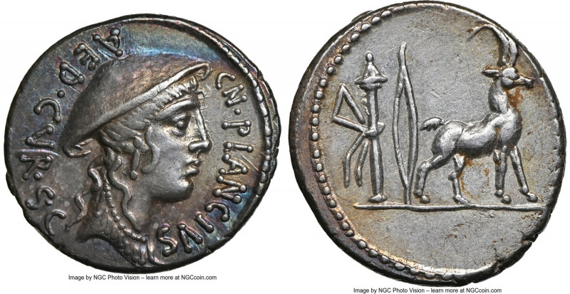 Cn. Plancius (ca. 55 BC). AR denarius (18mm, 3.80 gm, 5h). NGC Choice XF 5/5 - 4...
