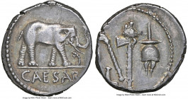 Julius Caesar, as Dictator (49-44 BC). AR denarius (18mm, 4.04 gm, 3h). NGC XF 4/5 - 4/5. Military mint traveling with Caesar in northern Italy, ca. 4...