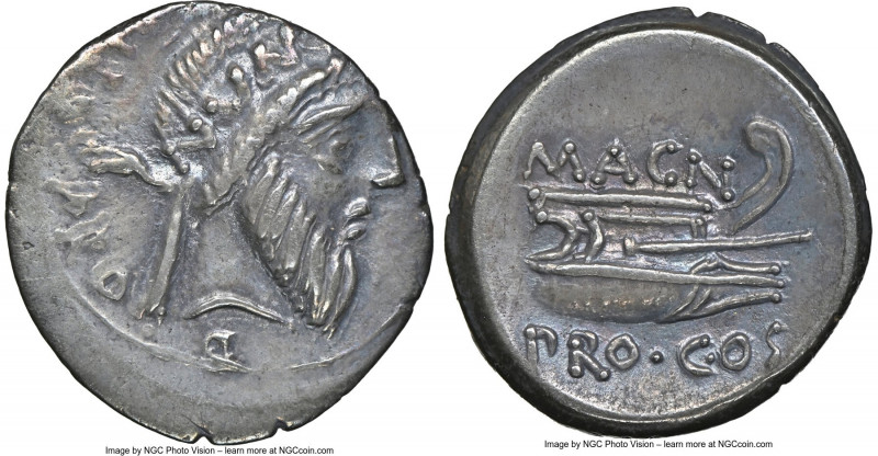 Cnaeus Pompeius Magnus (Pompey the Great), 48 BC. AR denarius (19mm, 3.89 gm, 6h...