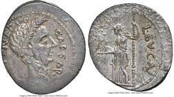 Julius Caesar, as Dictator Perpetuo (February-March 44 BC), with Lucius Aemilius Buca, as Moneyer. AR denarius (19mm, 3.52 gm, 7h). NGC AU 3/5 - 3/5, ...