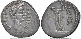 Julius Caesar, as Dictator Perpetuo (February-March 44 BC), with Lucius Aemilius Buca, as Moneyer. AR denarius (18mm, 3.47 gm, 12h). NGC Choice XF 5/5...