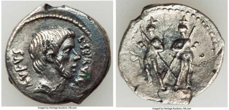 L. Servius Rufus (ca. 43 BC). AR/AE fourree plated denarius (19mm, 2.88 gm, 2h)....