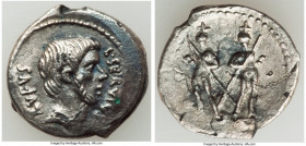 L. Servius Rufus (ca. 43 BC). AR/AE fourree plated denarius (19mm, 2.88 gm, 2h). AU, corrosion. Ancient counterfeit of Rome. L•SERVIVS-RVFVS, bare hea...