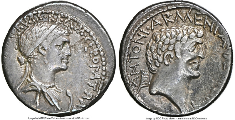 Cleopatra VII of Egypt and Marc Antony, as Rulers of the East (37-30 BC). AR den...