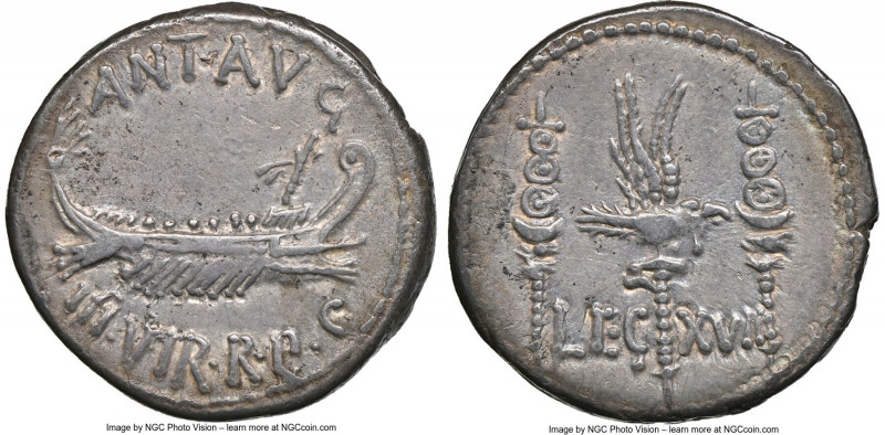 Marc Antony, as Imperator and Triumvir (43-30 BC). AR denarius (18mm, 3.41 gm, 7...