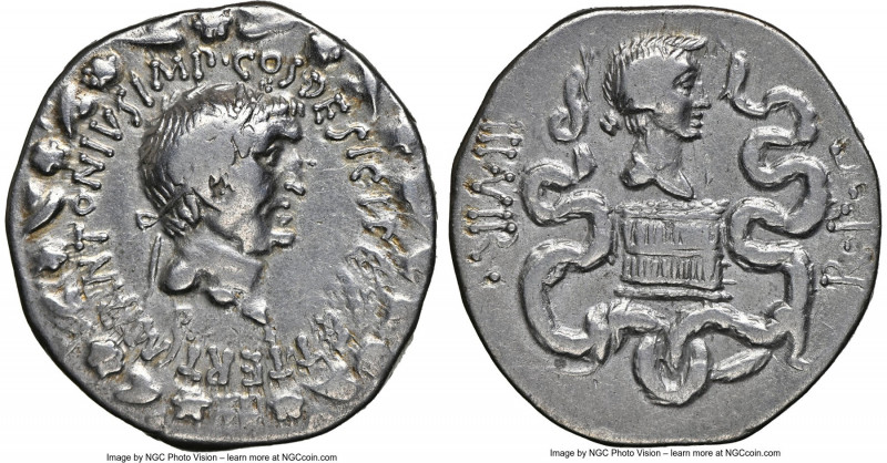 Marc Antony, as Imperator and Triumvir (43-30 BC), with Octavia. AR cistophorus ...