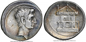 Octavian, as Sole Imperator (30-27 BC). AR denarius (19mm, 3.68 gm, 8h). NGC Choice VF 5/5 - 3/5, bankers mark. Italian (Rome?) mint, ca. 30-29 BC. Ba...
