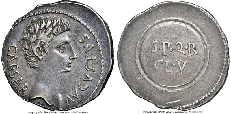 Augustus (27 BC-AD 14). AR denarius (20mm, 3.85 gm, 6h). NGC XF 5/5 - 5/5. Spain...