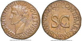 Augustus (27 BC-AD 14). AE as (28mm, 11.18 gm, 1h). NGC AU 5/5 - 3/5. Rome, AD 11-12. IMP•CAESAR•DIVI•F•AVGVSTVS IMP. XX, bare head of Augustus left /...