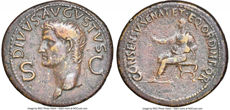Divus Augustus (27 BC-AD 14). AE dupondius (30mm, 15.01 gm, 6h). NGC VF 5/5 - 3/...