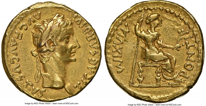 Tiberius (AD 14-37). AV aureus (19mm, 7.65 gm, 8h). NGC Choice VF 5/5 - 2/5, ex-...