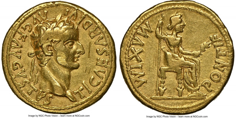 Tiberius (AD 14-37). AV aureus (19mm, 7.76 gm, 7h). NGC VF 5/5 - 2/5, scratches,...