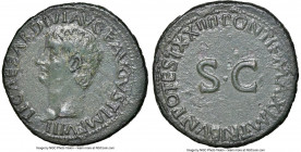 Tiberius (AD 14-37). AE as (28mm, 10.97 gm, 7h). NGC Choice XF 5/5 - 3/5. Rome, AD 22-23. TI CAESAR DIVI AVG F AVGVST IMP VIII, bare head of Tiberius ...