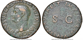 Drusus (AD 19-23). AE as (26mm, 9.58 gm, 5h). NGC VF 4/5 - 2/5. Rome, Restoration Issue, AD 80-81. DRVSVS CAESAR TI AVG F DIVI AVG N, bare head of Dru...