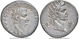Gaius (Caligula) (AD 37-41), with Divus Augustus (or Tiberius). AR denarius (18mm, 3.67 gm, 12h). NGC Choice VF 4/5 - 2/5, light smoothing. Lugdunum, ...