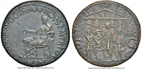 Gaius (Caligula) (AD 37-41). AE sestertius (33mm, 27.72 gm, 6h). NGC Choice AU 5/5 - 3/5. Rome, AD 37-38. C•CAESAR•AVG•GERMANICVS•P•M•TR•POT / PIETAS,...