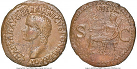 Gaius (Caligula) (AD 37-41). AE as (29mm, 11.16 gm, 6h). NGC Choice VF 5/5 - 2/5. Rome, 37-38 AD. C CAESAR AVG GERMANICVS PON•M•TR•POT•, bare head of ...