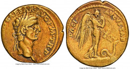 Claudius I (AD 41-54). AV aureus (19mm, 7.64 gm, 9h). NGC VF 4/5 - 3/5, Boscoreale Toning. Rome, AD 41-42. TI CLAVD•CAESAR•AVG•P•M•TR•P•, laureate hea...