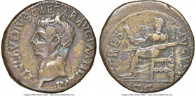Claudius I (AD 41-54). AE dupondius (27mm, 13.54 gm, 6h). NGC Choice Fine 4/5 - 4/5. Rome, AD 41-50. TI CLAVDIVS CAESAR AVG P M TR P IMP, bare head of...
