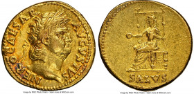 Nero (AD 54-68). AV aureus (19mm, 7.19 gm, 5h). NGC Choice XF 5/5 - 3/5, ex-jewelry. Rome, AD 65-66. NERO CAESAR-AVGVSTVS, laureate head of Nero right...