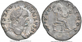 Vespasian (AD 69-79). AR denarius (19mm, 3.07 gm, 11h). NGC Choice AU 5/5 - 2/5, scuffs, scratches. Rome, AD 73. IMP CAES VESP-AVG CENS, laureate head...
