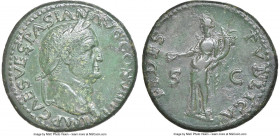 Vespasian (AD 69-79). AE dupondius (28mm, 13.14 gm, 6h). NGC Choice VF 5/5 - 4/5. Lugdunum, AD 77-78. IMP CAES VESPASIAN AVG COS VIII P P, laureate he...