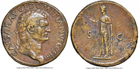 Domitian, as Caesar (AD 81-96). AE sestertius (32mm, 22.30 gm, 5h). NGC XF 4/5 - 3/5, Fine Style. Rome, AD 76-early AD 77. CAESAR AVG F DOMITIANVS COS...