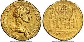 Trajan (AD 98-117). AV aureus (19mm, 7.05 gm, 6h). NGC VF 5/5 - 1/5, ex-jewelry, marks. Rome, AD 112-113. IMP TRAIANO AVG GER DAC P M TR P COS VI P P,...