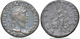 Trajan (AD 98-117). AE as (27mm, 12.56 gm, 6h). NGC Choice VF 5/5 - 4/5. Rome, AD 101-102. IMP CAES NERVA TRA-IAN AVG GERM P M, laureate bust of Traja...