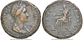 Sabina (AD 128-136/7). AE as (27mm, 12.17 gm, 6h). NGC VF 5/5 - 3/5. Rome, ca. AD 130-133. SABINA AVGVSTA-HADRIANI AVG P P, diademed, draped bust of S...