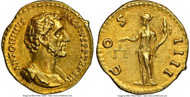 Antoninus Pius (AD 138-161). AV aureus (19mm, 7.27 gm, 6h). NGC AU 5/5 - 2/5, Fine Style, light graffito. Rome, AD 148-149. ANTONINVS-AVG PIVS P P TR ...