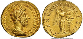 Marcus Aurelius, as Augustus (AD 161-180). AV aureus (20mm, 7.08 gm, 12h). NGC AU 5/5 - 2/5, Fine Style, graffiti, edge marks. Rome, AD 166. M ANTONIN...