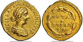 Lucilla (AD 164-182/3). AV aureus (20mm, 7.20 gm, 12h). NGC Choice XF 5/5 - 3/5. Rome, AD 164-169. LVCILLAE AVG ANTONINI AVG F, draped bust of Lucilla...