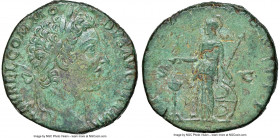 Commodus (AD 177-192). AE sestertius (27mm, 18.25 gm, 11h). NGC Choice XF 4/5 - 4/5. Rome, AD 179. L AVREL COMMO-DVS AVG TR P III, laureate bust of Co...