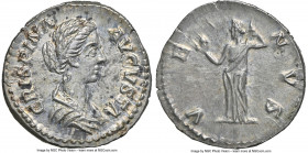 Crispina (AD 177-182/3). AR denarius (18mm, 3.22 gm, 12h). NGC Choice AU 4/5 - 4/5. Rome, AD 180-182. CRISPINA-AVGVSTA, draped bust of Crispina right,...