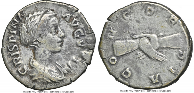 Crispina (AD 177-182/3). AR denarius (18mm, 3.16 gm, 12h). NGC VF 4/5 - 3/5. Rom...