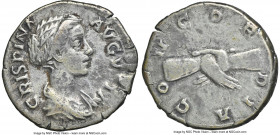 Crispina (AD 177-182/3). AR denarius (18mm, 3.16 gm, 12h). NGC VF 4/5 - 3/5. Rome. CRISPINA-AVGVSTA, draped bust of Crispina right, seen from front, h...