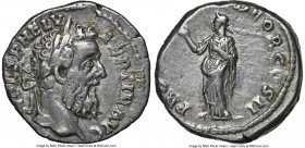 Pertinax (1 January-28 March AD 193). AR denarius (17mm, 3.43 gm, 6h). NGC Choice VF 3/5 - 2/5, brushed. Rome. IMP CAES P HELV-PERTIN AVG, laureate he...