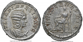 Julia Domna (AD 193-217). AR antoninianus (22mm, 4.63 gm, 1h). NGC AU 4/5 - 2/5 Rome, ca. AD 211-217. IVLIA PIA FELIX AVG, draped bust of Julia Domna ...