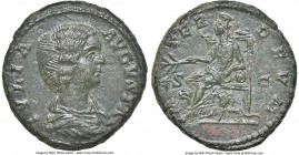 Julia Domna (AD 193-217). AE as (25mm, 11.64 gm, 12h). NGC AU 5/5 - 2/5, smoothing. Rome, AD 196-211. IVLIA-AVGVSTA, draped bust of Julia Domna right,...