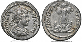 Caracalla (AD 198-217). AR denarius (18mm, 3.60 gm, 1h). NGC AU 4/5 - 5/5. Rome, AD 201. ANTONINVS-PIVS AVG, laureate, draped and cuirassed bust of Ca...