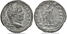 Caracalla (AD 198-217). AR denarius (18mm, 3.61 gm, 12h). NGC MS 4/5 - 3/5, Fine Style. Rome, AD 212. ANTONINVS-PIVS AVG BRIT, laureate head of Caraca...
