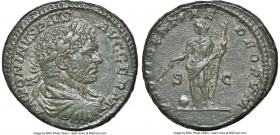 Caracalla (AD 198-217). AE as (25mm, 10.39 gm, 12h). NGC Choice AU 5/5 - 3/5, Fine Style. Rome. AD 214-217. ANTONINVS PIVS-AVG GERM, laureate, draped,...