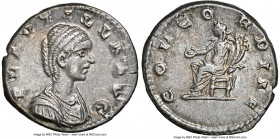 Plautilla (AD 202-205). AR denarius (18mm, 3.95 gm, 11h). NGC Choice XF 4/5 - 3/5. Laodicea ad Mare. PLAVTILLA AVG, draped bust of Plautilla right, se...
