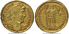 Valentinian I, Western Roman Empire (AD 364-375). AV solidus (21mm, 4.38 gm, 6h). NGC AU 5/5 - 2/5, edge cut, punch mark, scuffs. Nicomedia, 5th offic...