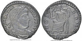 Valentinian I, Western Roman Empire (AD 364-375). AR siliqua (18mm, 2.02 gm, 12h). NGC VF 5/5 - 4/5. Lugdunum, 2nd officina, ca. AD 364-367. D N VALEN...